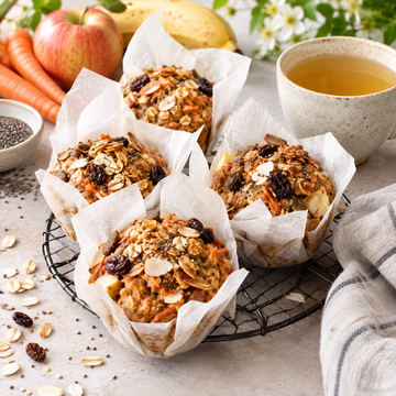 Apple, Banana, Carrot & Chia Seed Muffins